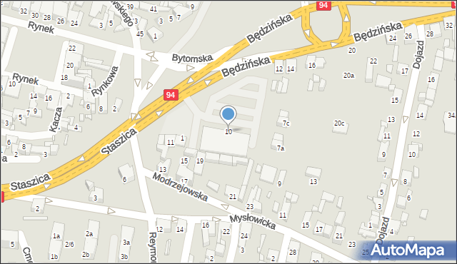 Czeladź, Będzińska, 10, mapa Czeladź