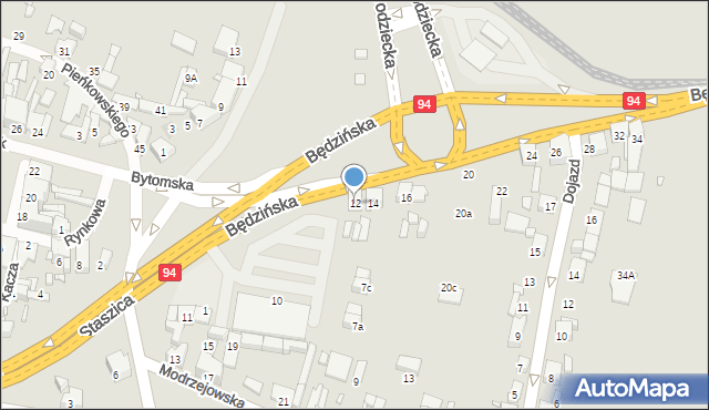 Czeladź, Będzińska, 12, mapa Czeladź