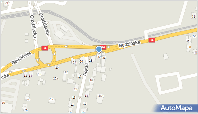 Czeladź, Będzińska, 32, mapa Czeladź