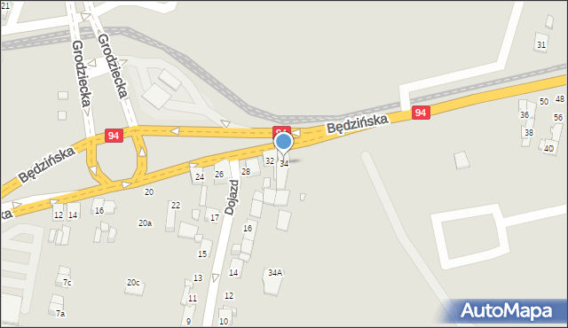 Czeladź, Będzińska, 34, mapa Czeladź