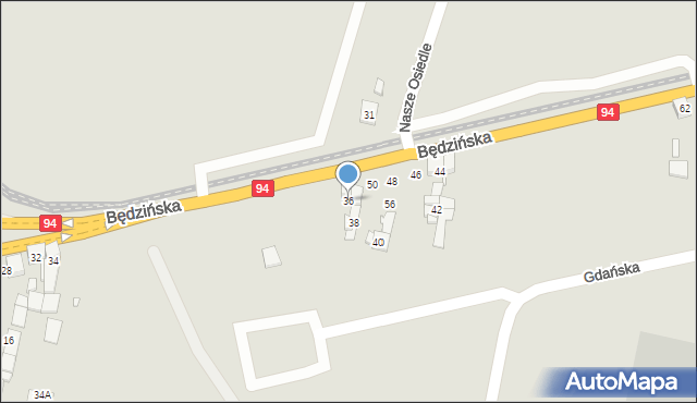 Czeladź, Będzińska, 36, mapa Czeladź