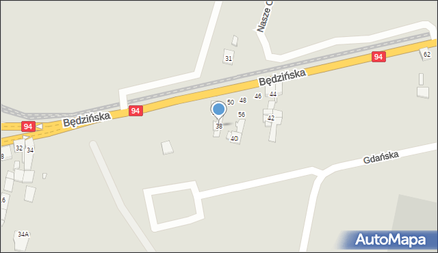 Czeladź, Będzińska, 38, mapa Czeladź