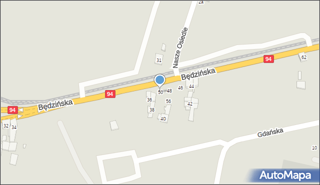 Czeladź, Będzińska, 50, mapa Czeladź