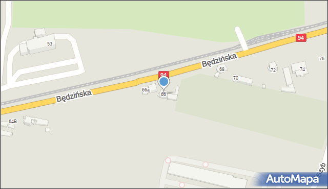 Czeladź, Będzińska, 66, mapa Czeladź