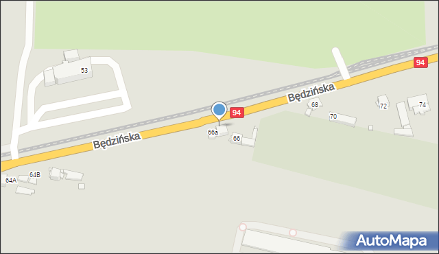 Czeladź, Będzińska, 66b, mapa Czeladź