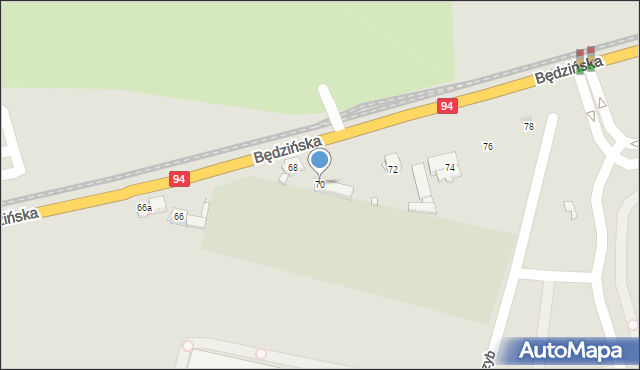 Czeladź, Będzińska, 70, mapa Czeladź