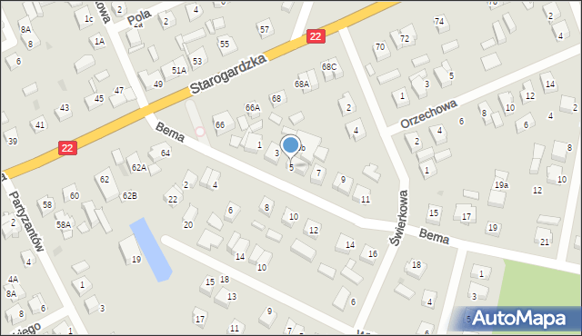 Czersk, Bema Józefa, gen., 5, mapa Czersk