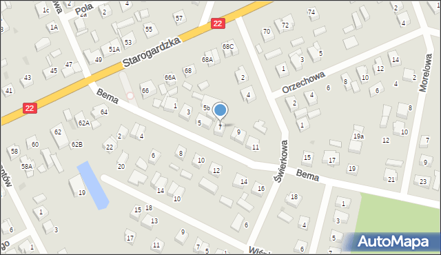 Czersk, Bema Józefa, gen., 7, mapa Czersk
