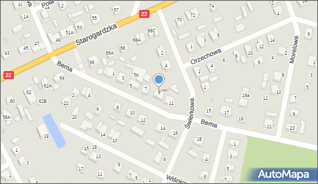 Czersk, Bema Józefa, gen., 9, mapa Czersk