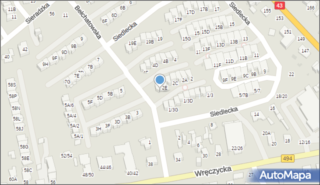 Częstochowa, Bełchatowska, 2F, mapa Częstochowy