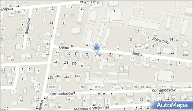 Częstochowa, Bema Józefa, gen., 33, mapa Częstochowy