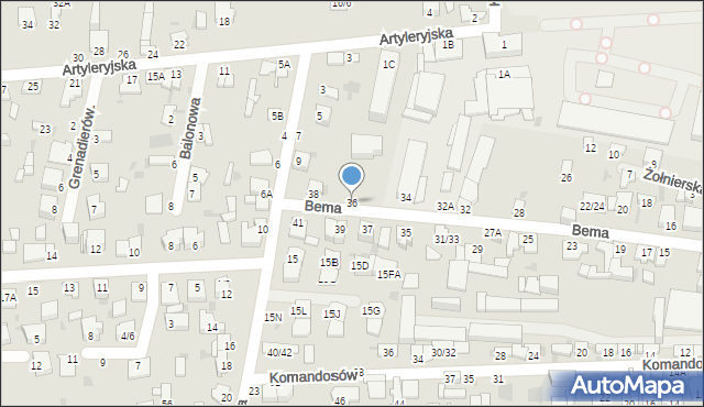 Częstochowa, Bema Józefa, gen., 36, mapa Częstochowy