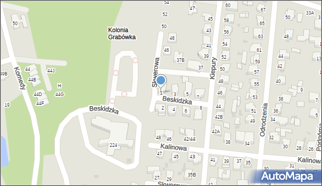 Częstochowa, Beskidzka, 1, mapa Częstochowy