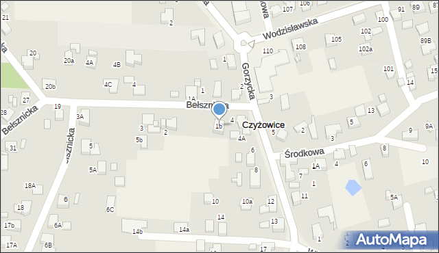 Czyżowice, Bełsznicka, 1b, mapa Czyżowice