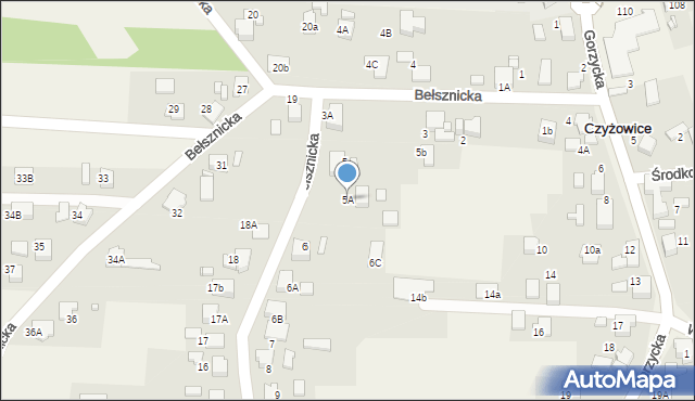 Czyżowice, Bełsznicka, 5A, mapa Czyżowice