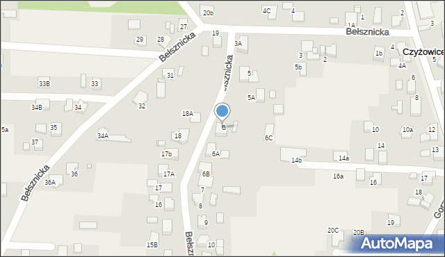 Czyżowice, Bełsznicka, 6, mapa Czyżowice