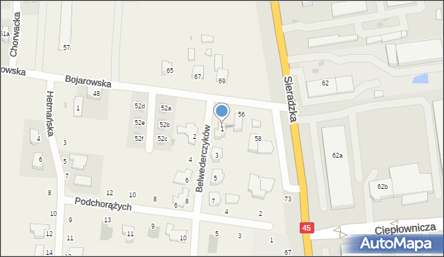 Dąbrowa, Belwederczyków, 1, mapa Dąbrowa