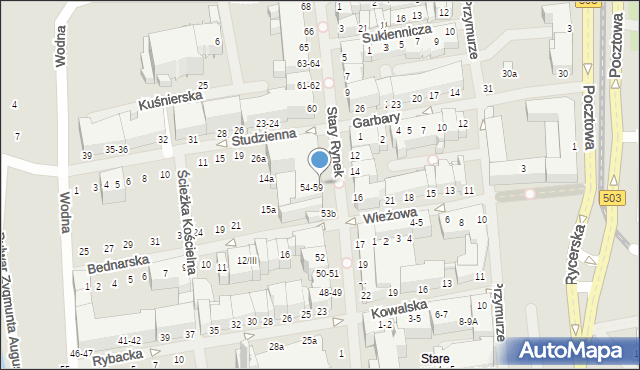 Elbląg, Bednarska, 13a, mapa Elbląga