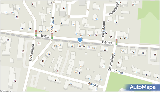 Elbląg, Bema Józefa, gen., 20-22, mapa Elbląga