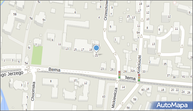 Elbląg, Bema Józefa, gen., 21, mapa Elbląga