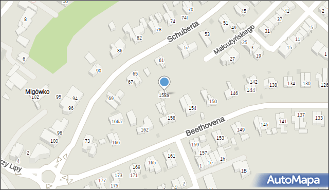 Gdańsk, Beethovena Ludwika, 158a, mapa Gdańska