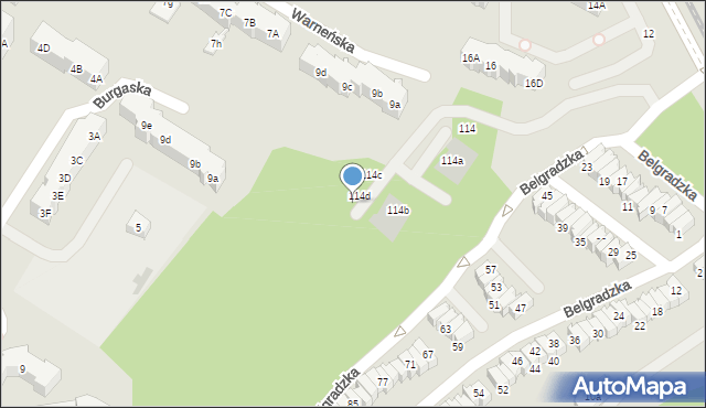 Gdańsk, Belgradzka, 114e, mapa Gdańska