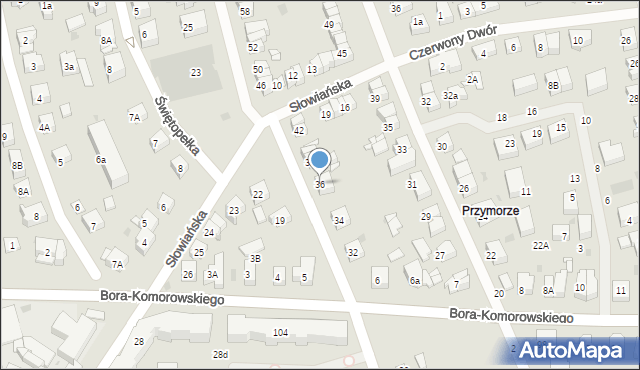 Gdańsk, Beniowskiego Maurycego, 36, mapa Gdańska