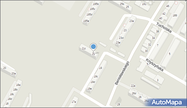 Gdynia, Benisławskiego, 21, mapa Gdyni