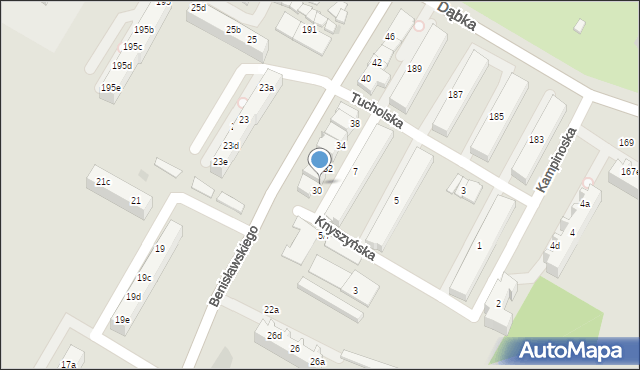 Gdynia, Benisławskiego, 30a, mapa Gdyni