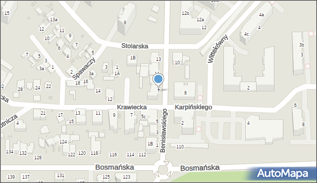 Gdynia, Benisławskiego, 7, mapa Gdyni