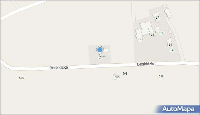 Gierałtowice, Beskidzka, 13, mapa Gierałtowice