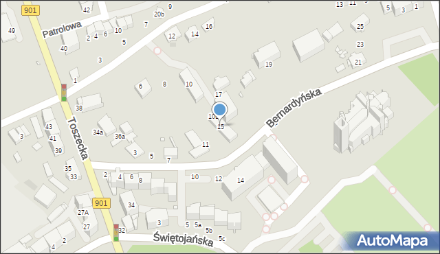 Gliwice, Bernardyńska, 15, mapa Gliwic