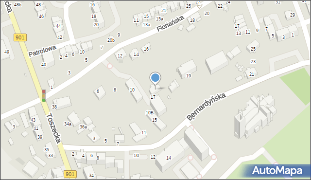 Gliwice, Bernardyńska, 17A, mapa Gliwic