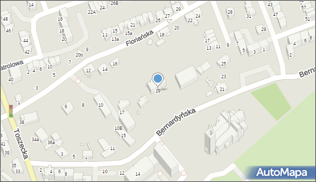 Gliwice, Bernardyńska, 19, mapa Gliwic