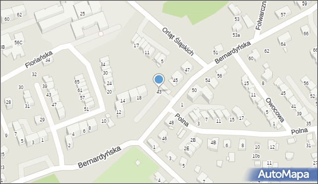 Gliwice, Bernardyńska, 43, mapa Gliwic