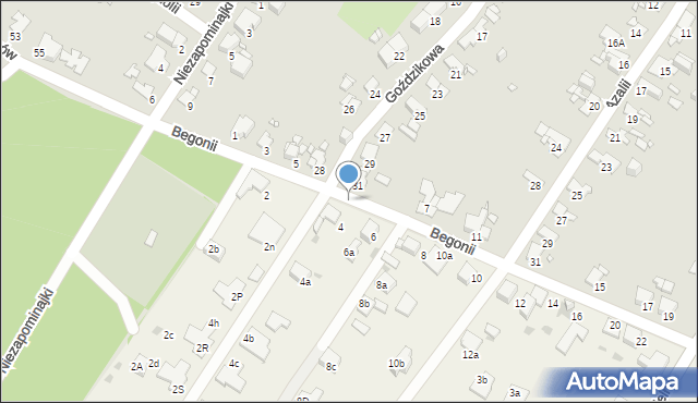 Gliwice, Begonii, 4, mapa Gliwic