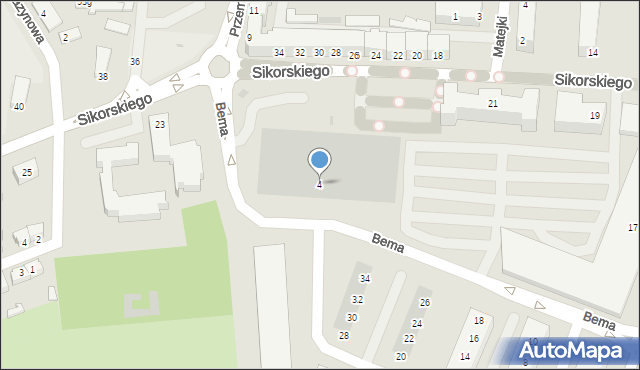 Głogów, Bema Józefa, gen., 4, mapa Głogów