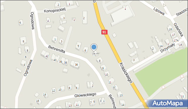 Gniew, Behrendta K., dr., 7, mapa Gniew