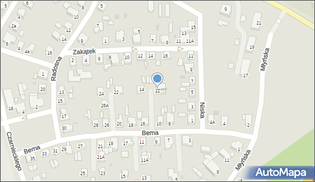 Gniezno, Bema Józefa, gen., 12, mapa Gniezna