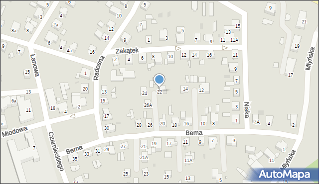 Gniezno, Bema Józefa, gen., 22, mapa Gniezna