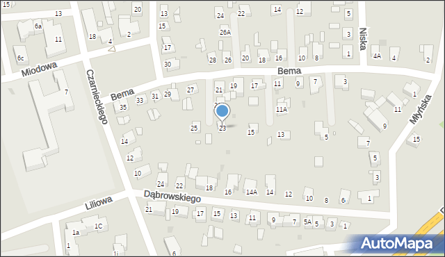 Gniezno, Bema Józefa, gen., 23, mapa Gniezna