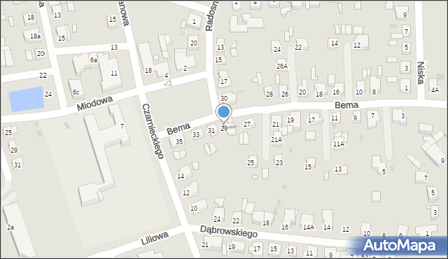Gniezno, Bema Józefa, gen., 29, mapa Gniezna