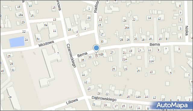 Gniezno, Bema Józefa, gen., 31, mapa Gniezna