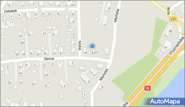 Gniezno, Bema Józefa, gen., 4, mapa Gniezna