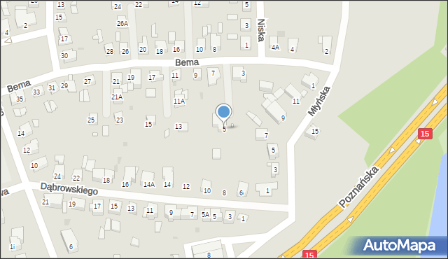 Gniezno, Bema Józefa, gen., 5, mapa Gniezna