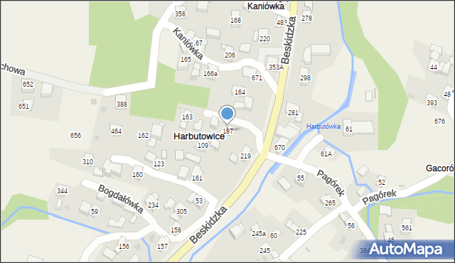 Harbutowice, Beskidzka, 144, mapa Harbutowice