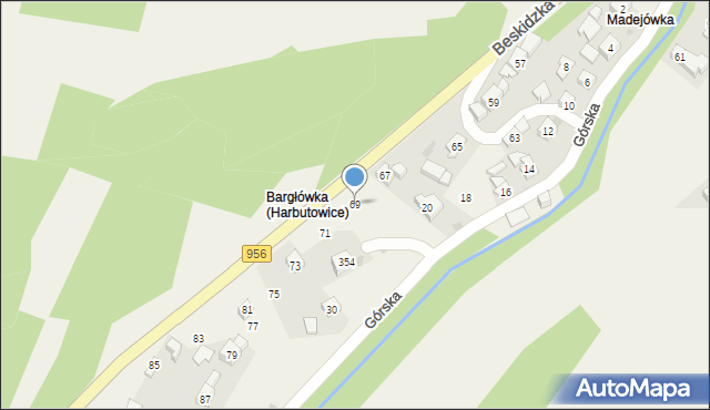 Harbutowice, Beskidzka, 69, mapa Harbutowice