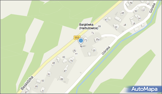 Harbutowice, Beskidzka, 75, mapa Harbutowice