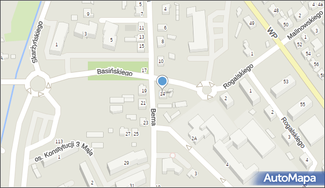 Jarocin, Bema Józefa, gen., 14, mapa Jarocin