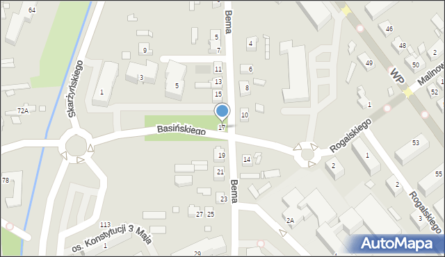 Jarocin, Bema Józefa, gen., 17, mapa Jarocin